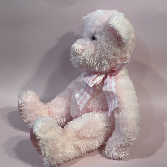 Douglas Cuddle Toys Magic Pink Teddy Bear 12” long Good Used Condition with Bow - Picture 2 of 7
